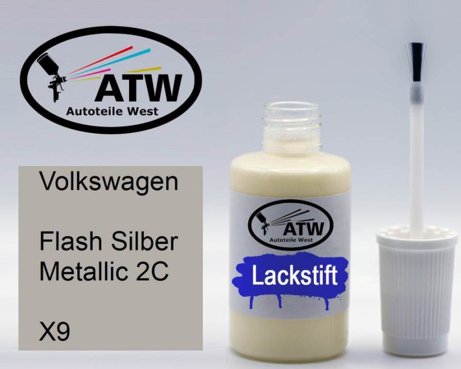 Volkswagen, Flash Silber Metallic 2C, X9: 20ml Lackstift, von ATW Autoteile West.